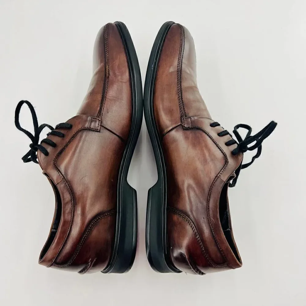 Kenneth Cole Reaction Get Busy Brown Leather Oxfords Size 11